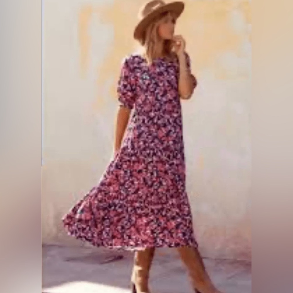 Mister Zimi Pink Floral Midi Dress